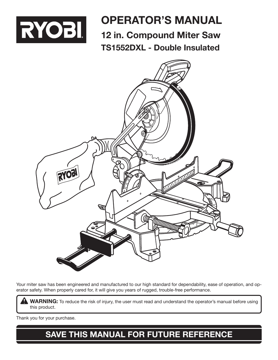 Ryobi TS1552DXL User Manual | 34 pages