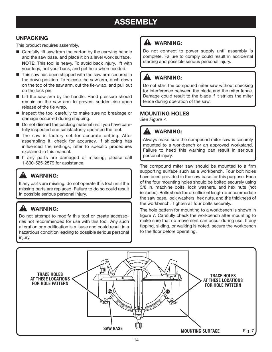 Assembly | Ryobi TS1552DXL User Manual | Page 14 / 34