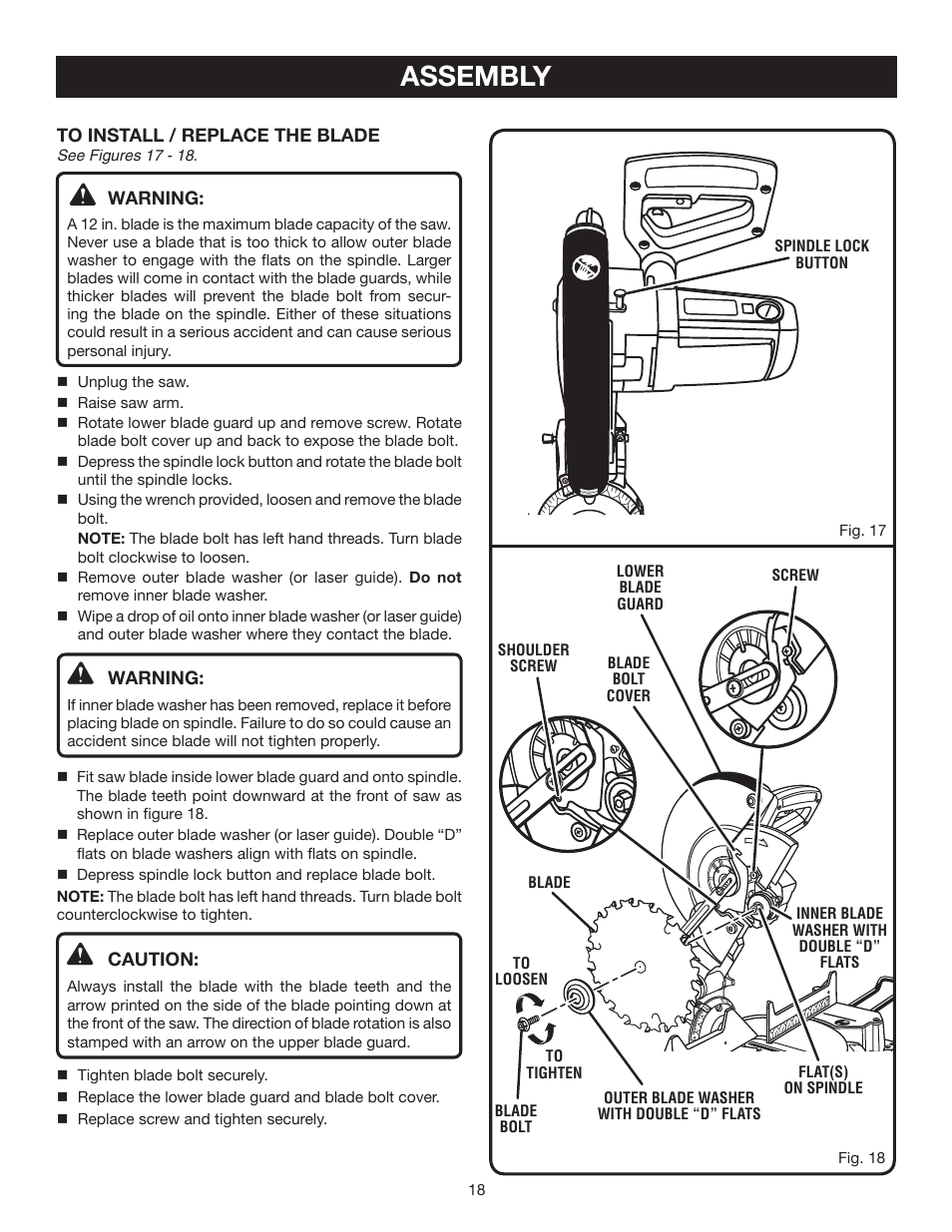 Assembly | Ryobi TS1552DXL User Manual | Page 18 / 34