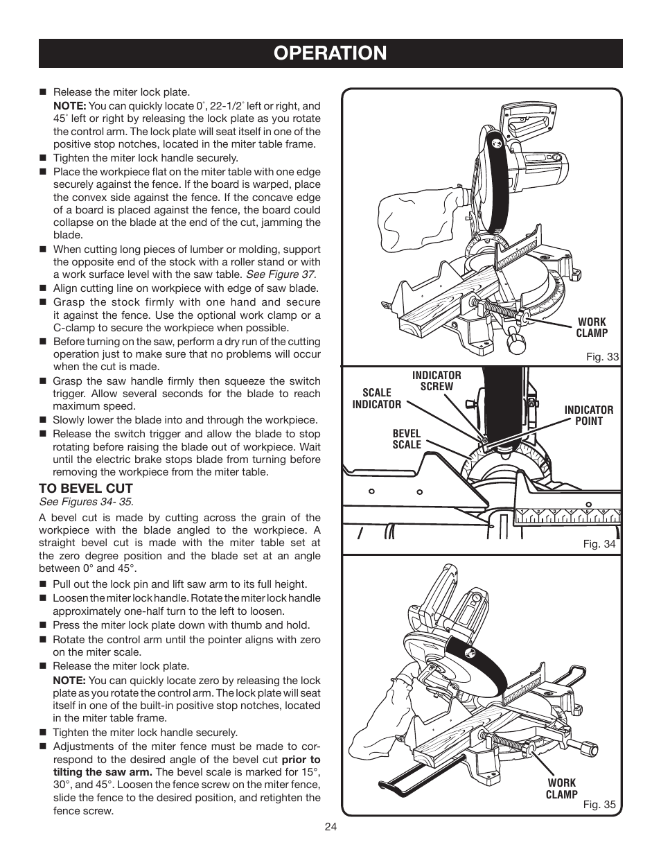 Operation | Ryobi TS1552DXL User Manual | Page 24 / 34