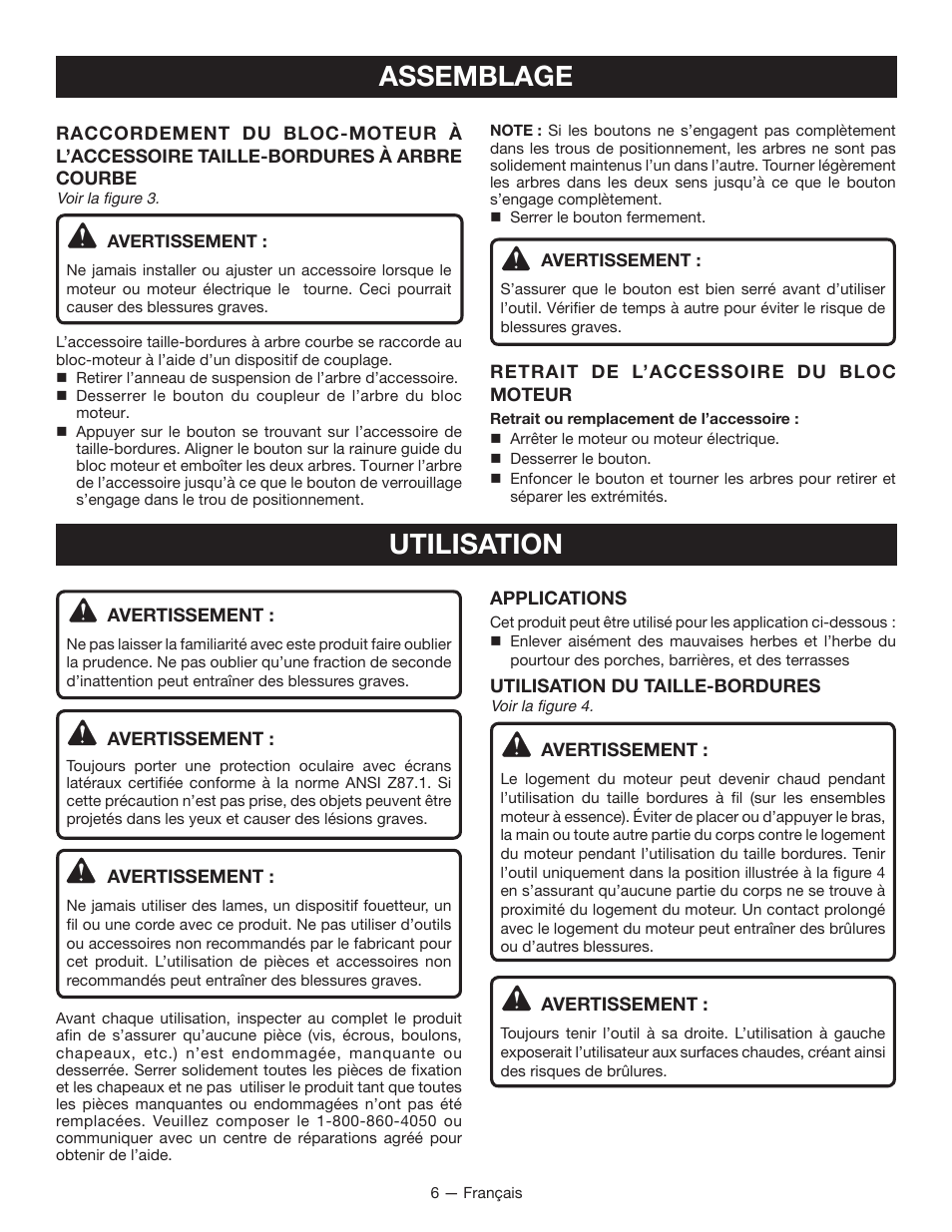 Assemblage, Utilisation | Ryobi RY15525 User Manual | Page 16 / 30