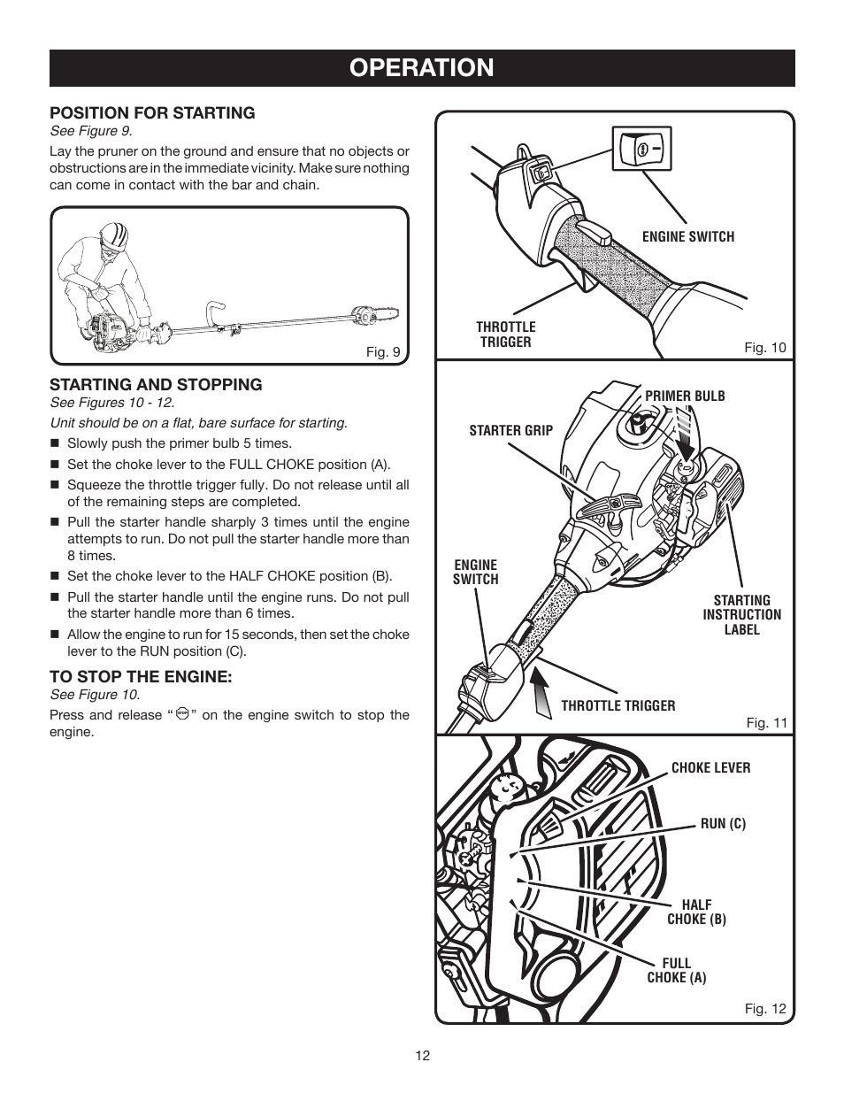 Operation | Ryobi RY52003 User Manual | Page 12 / 22