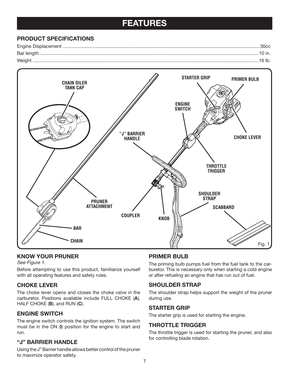 Features | Ryobi RY52003 User Manual | Page 7 / 22