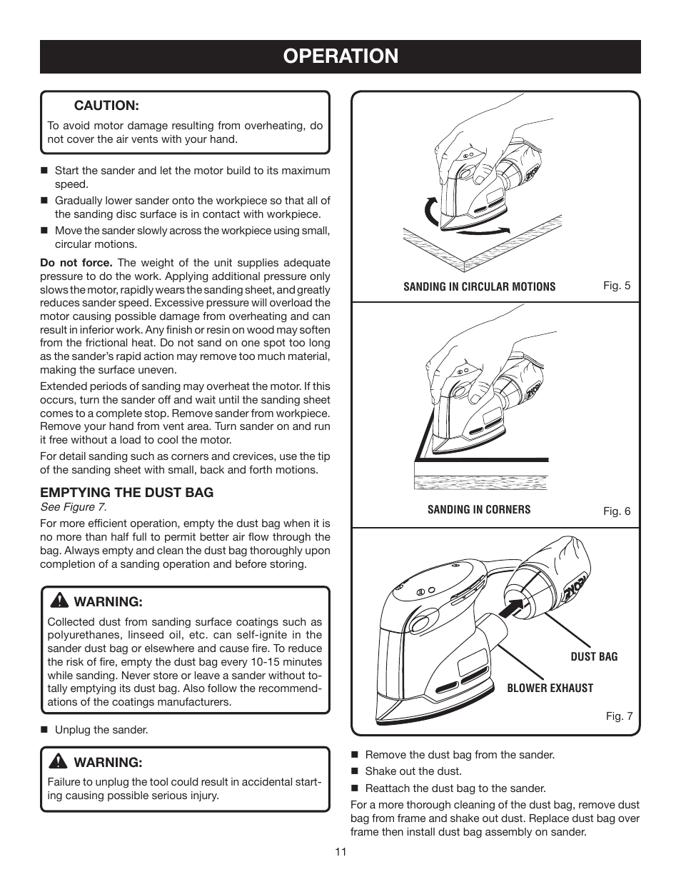 Operation | Ryobi CFS1502 User Manual | Page 11 / 14