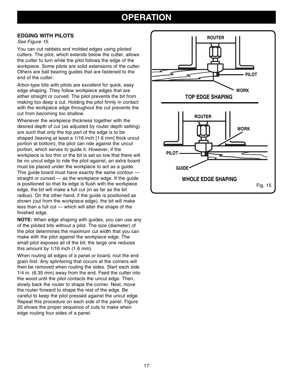 Operation | Ryobi R1801M User Manual | Page 17 / 20