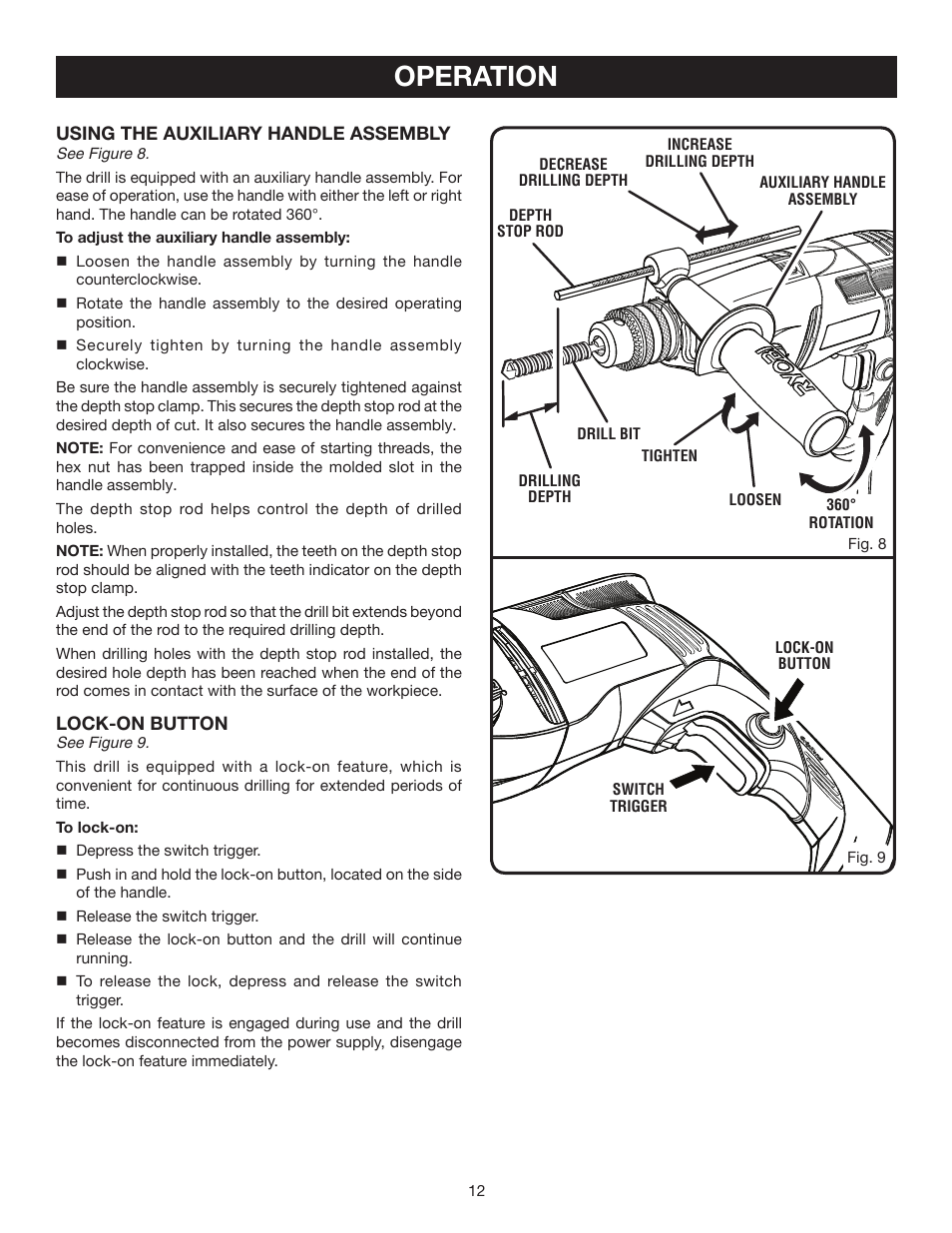 Operation | Ryobi D552HK User Manual | Page 12 / 16