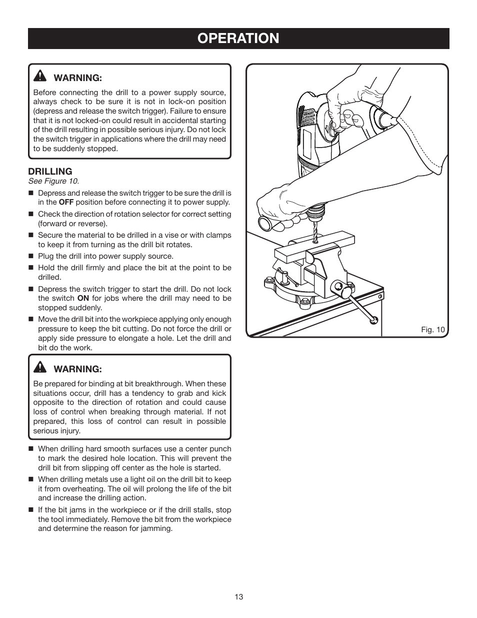 Operation | Ryobi D552HK User Manual | Page 13 / 16