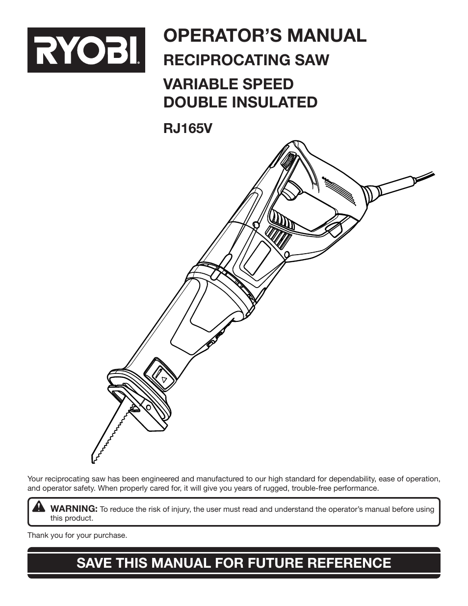 Ryobi RJ165V User Manual | 14 pages