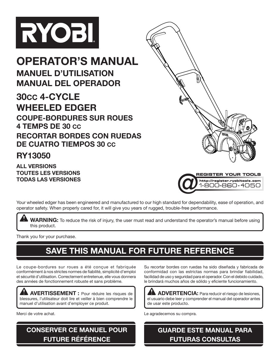 Ryobi RY13050 User Manual | 52 pages