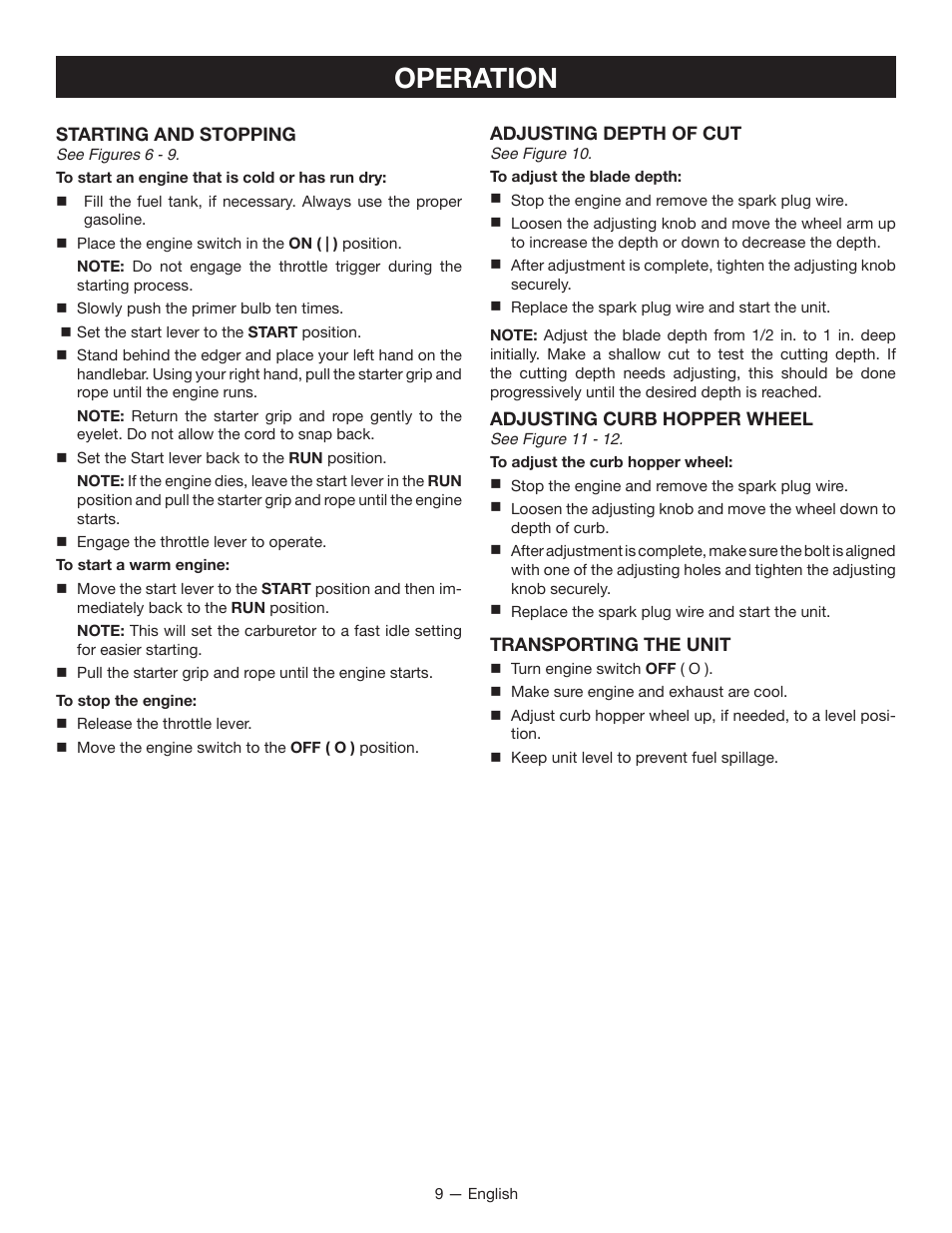 Operation | Ryobi RY13050 User Manual | Page 13 / 52