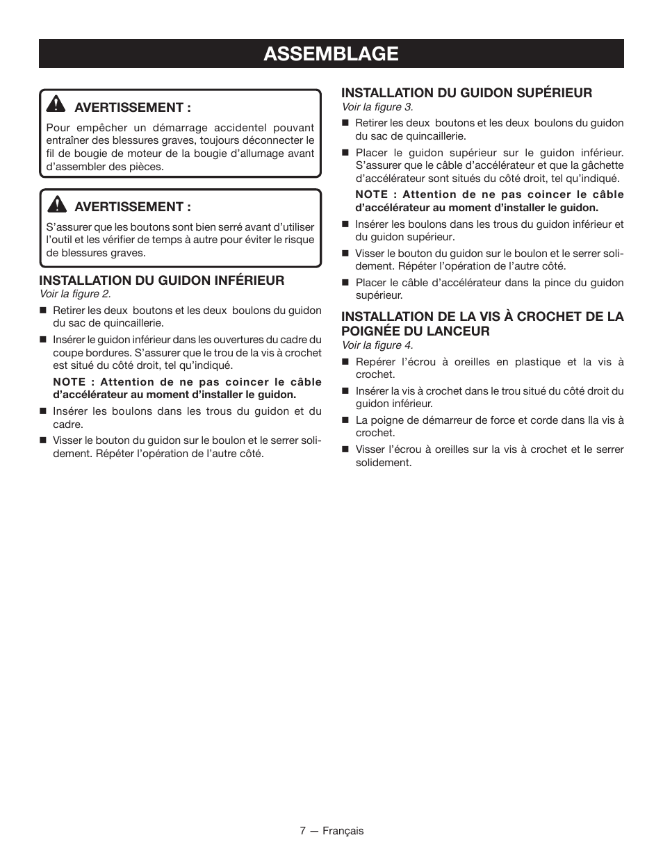 Assemblage | Ryobi RY13050 User Manual | Page 26 / 52