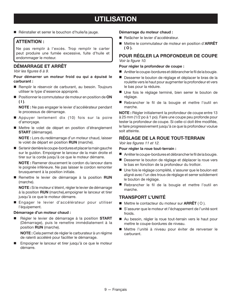 Utilisation | Ryobi RY13050 User Manual | Page 28 / 52