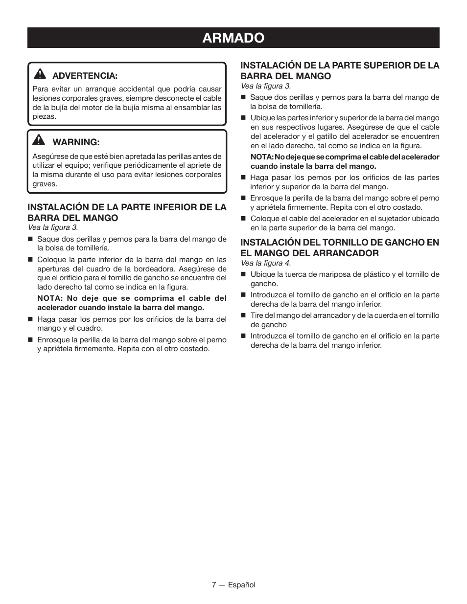 Armado | Ryobi RY13050 User Manual | Page 41 / 52