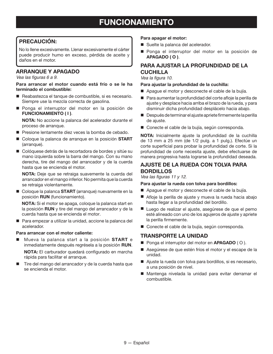 Funcionamiento | Ryobi RY13050 User Manual | Page 43 / 52