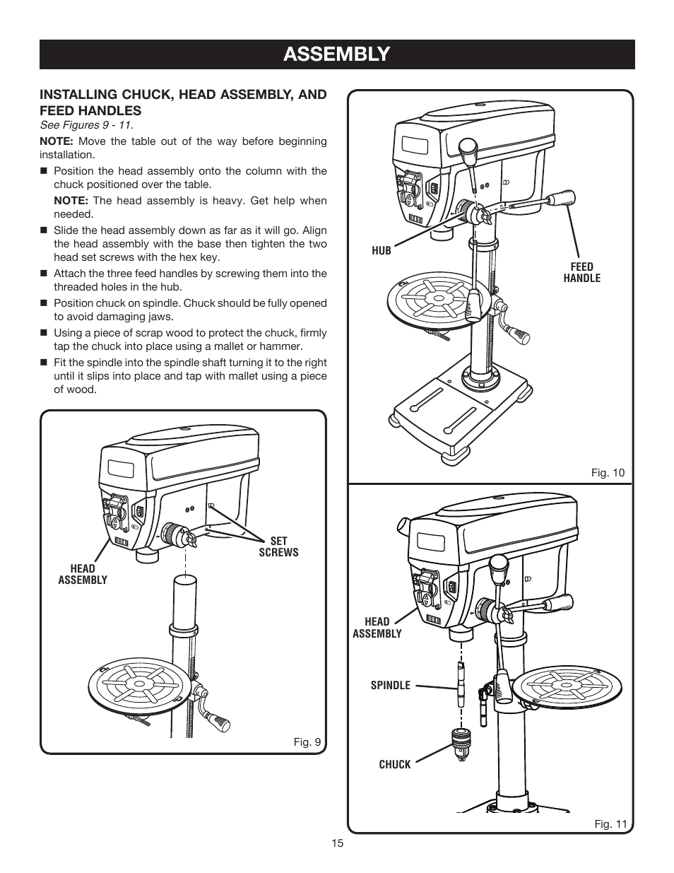 Assembly | Ryobi DP121L User Manual | Page 15 / 24