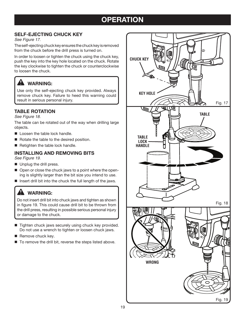 Operation | Ryobi DP121L User Manual | Page 19 / 24