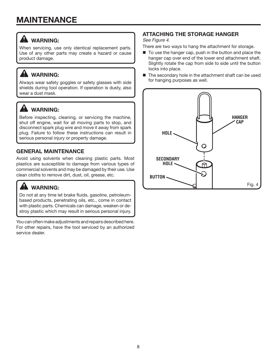Maintenance | Ryobi Expand-it UT15519E User Manual | Page 8 / 12