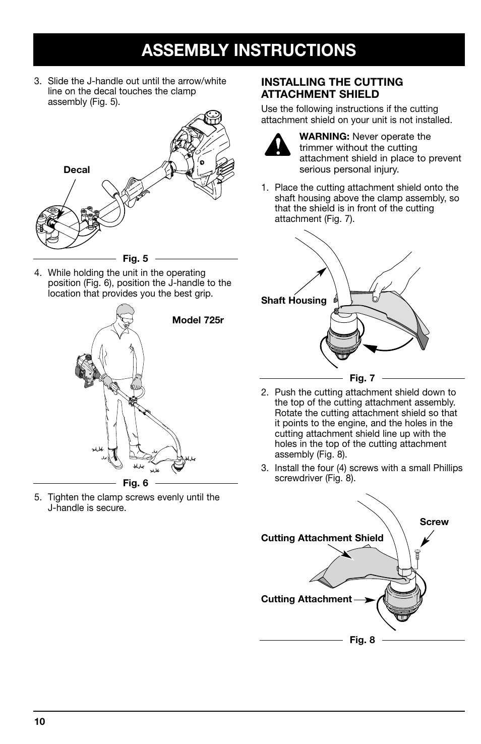 Assembly instructions | Ryobi 725r User Manual | Page 10 / 26