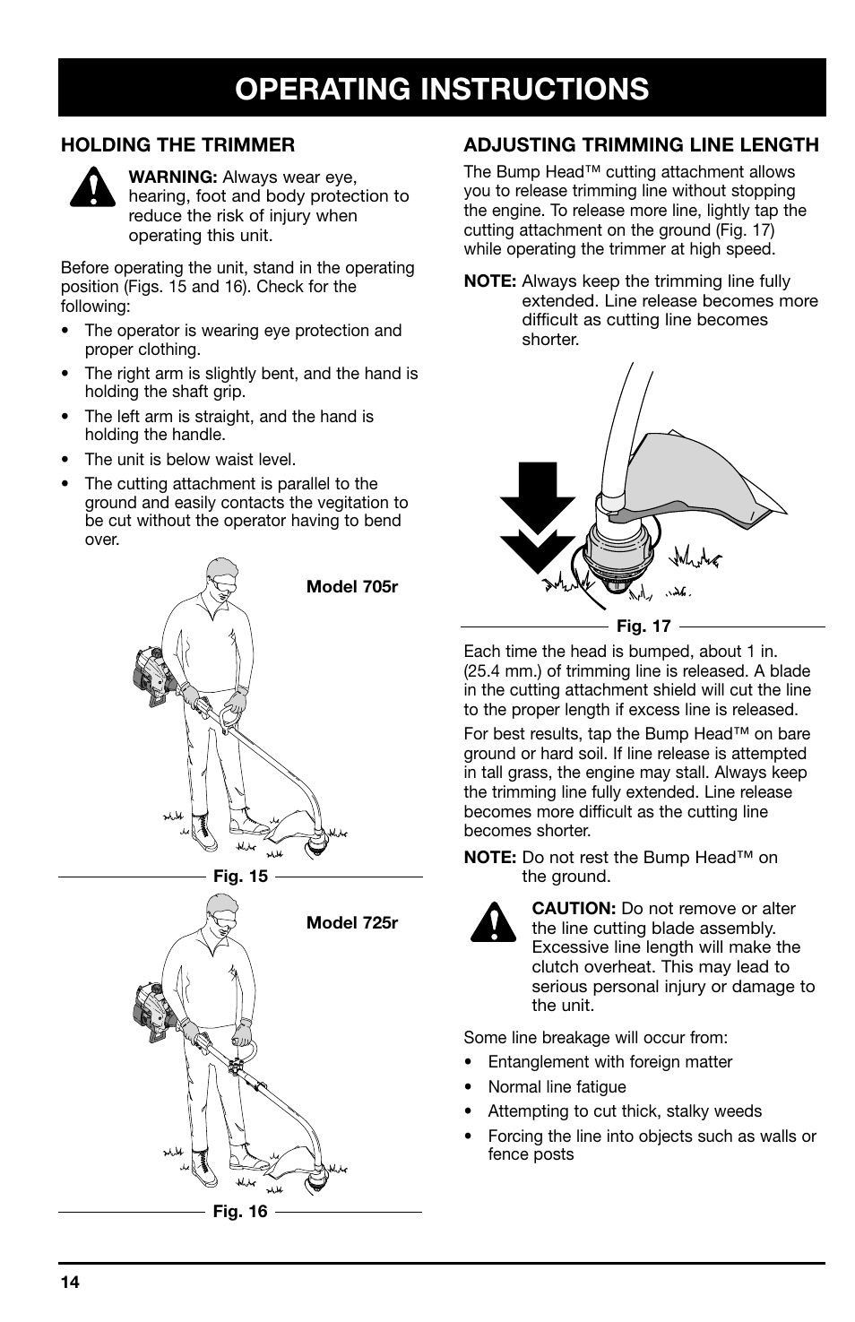 Operating instructions | Ryobi 725r User Manual | Page 14 / 26