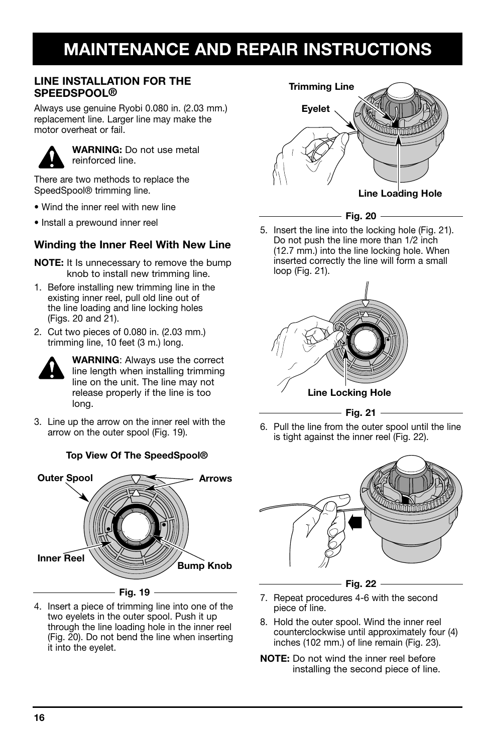 Maintenance and repair instructions | Ryobi 725r User Manual | Page 16 / 26