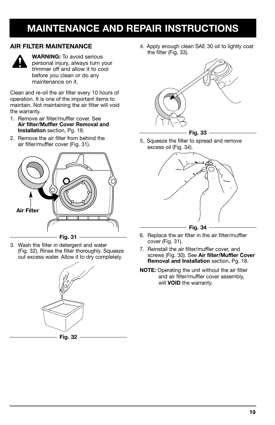 Maintenance and repair instructions | Ryobi 725r User Manual | Page 19 / 26