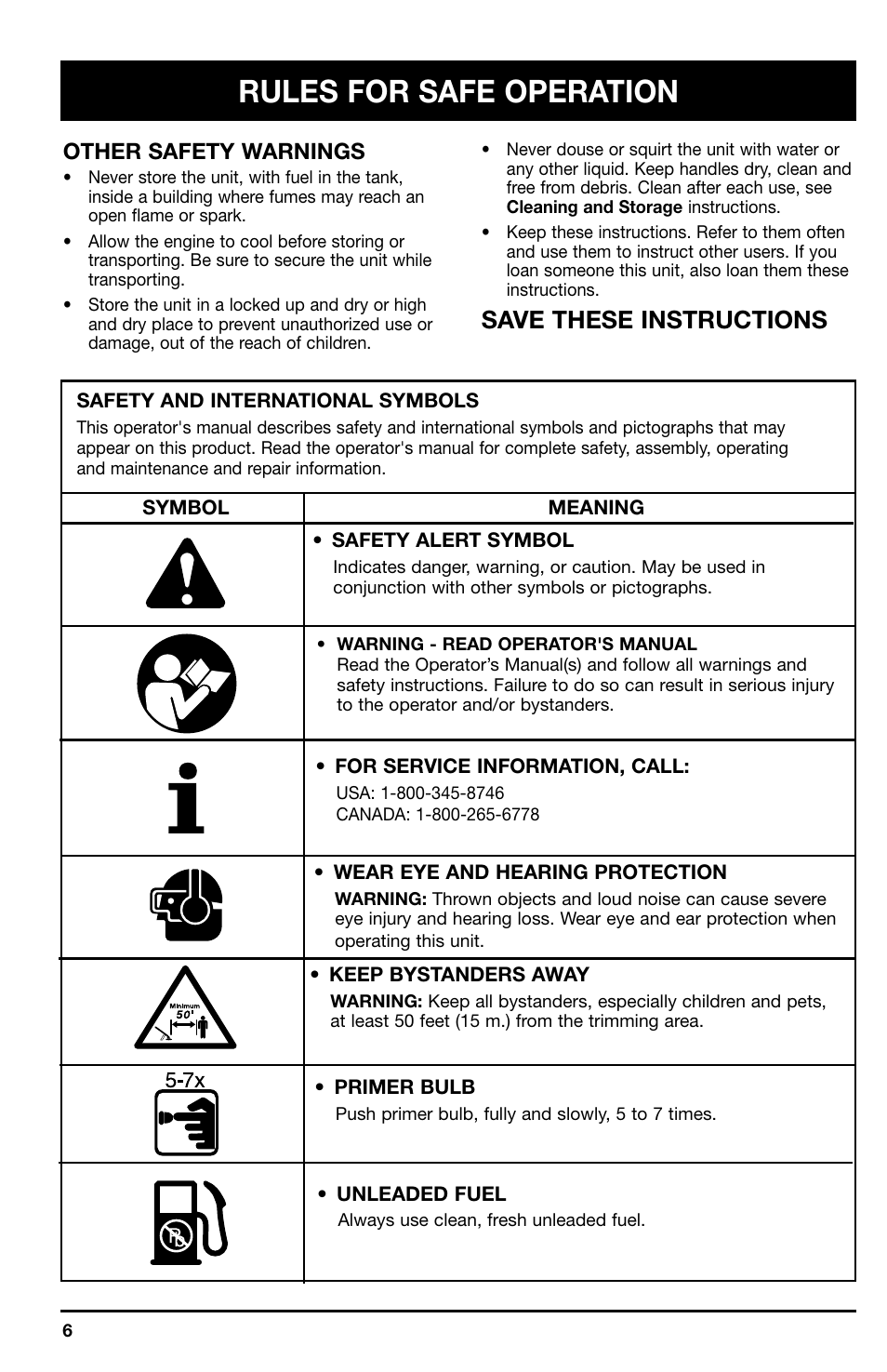 Rules for safe operation, Save these instructions, Other safety warnings | Ryobi 725r User Manual | Page 6 / 26