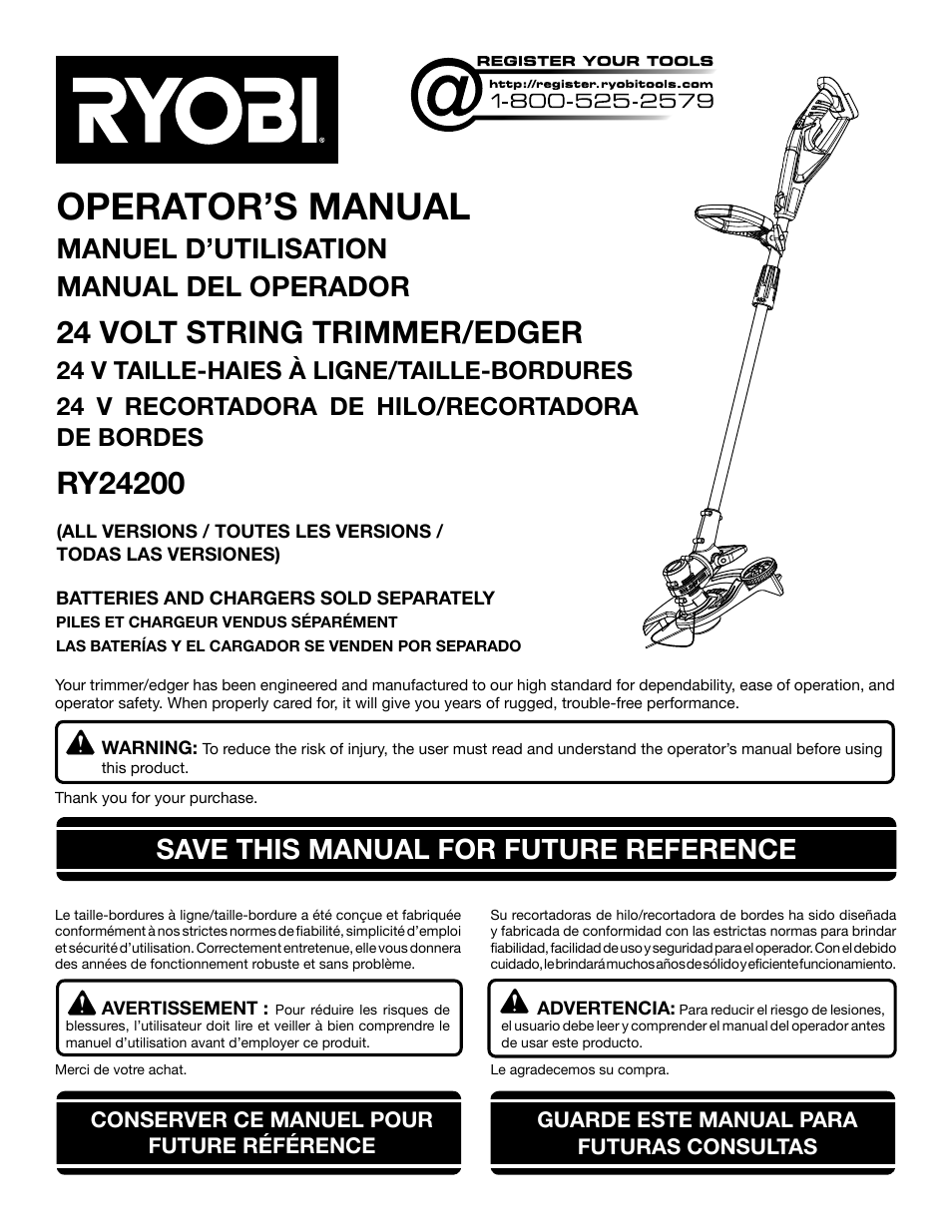 Ryobi RY24200 User Manual | 34 pages