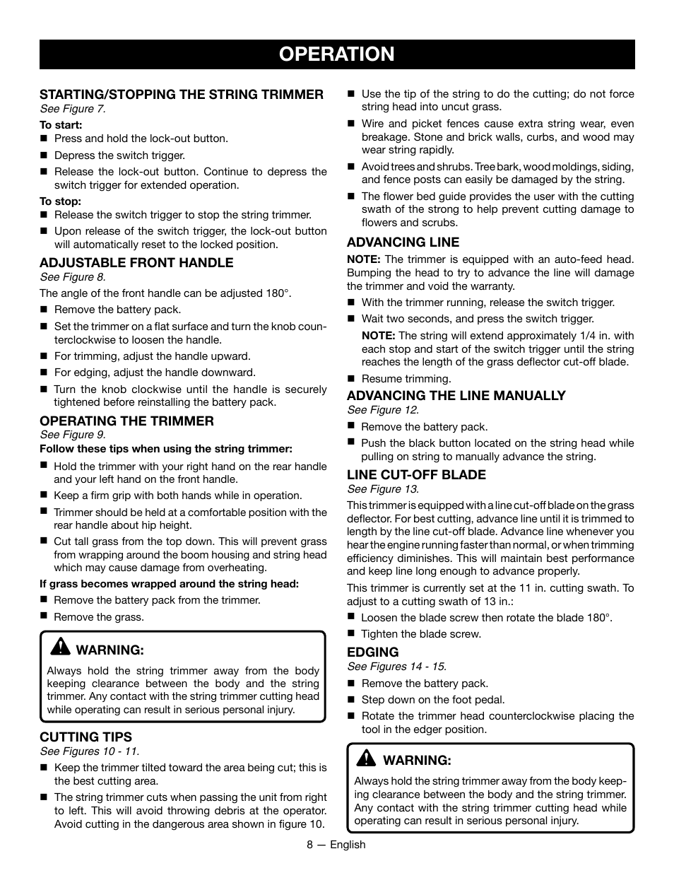 Operation | Ryobi RY24200 User Manual | Page 10 / 34