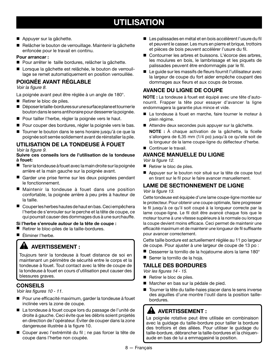 Utilisation | Ryobi RY24200 User Manual | Page 19 / 34
