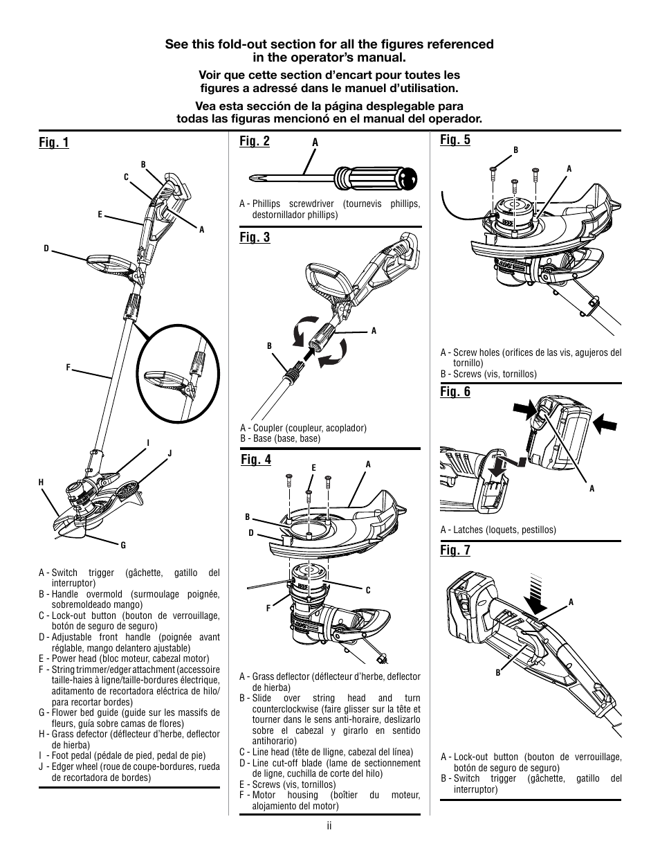 Fig. 1, Fig. 3, Fig. 5 | Fig. 4, Fig. 7, Fig. 6, Fig. 2 | Ryobi RY24200 User Manual | Page 2 / 34