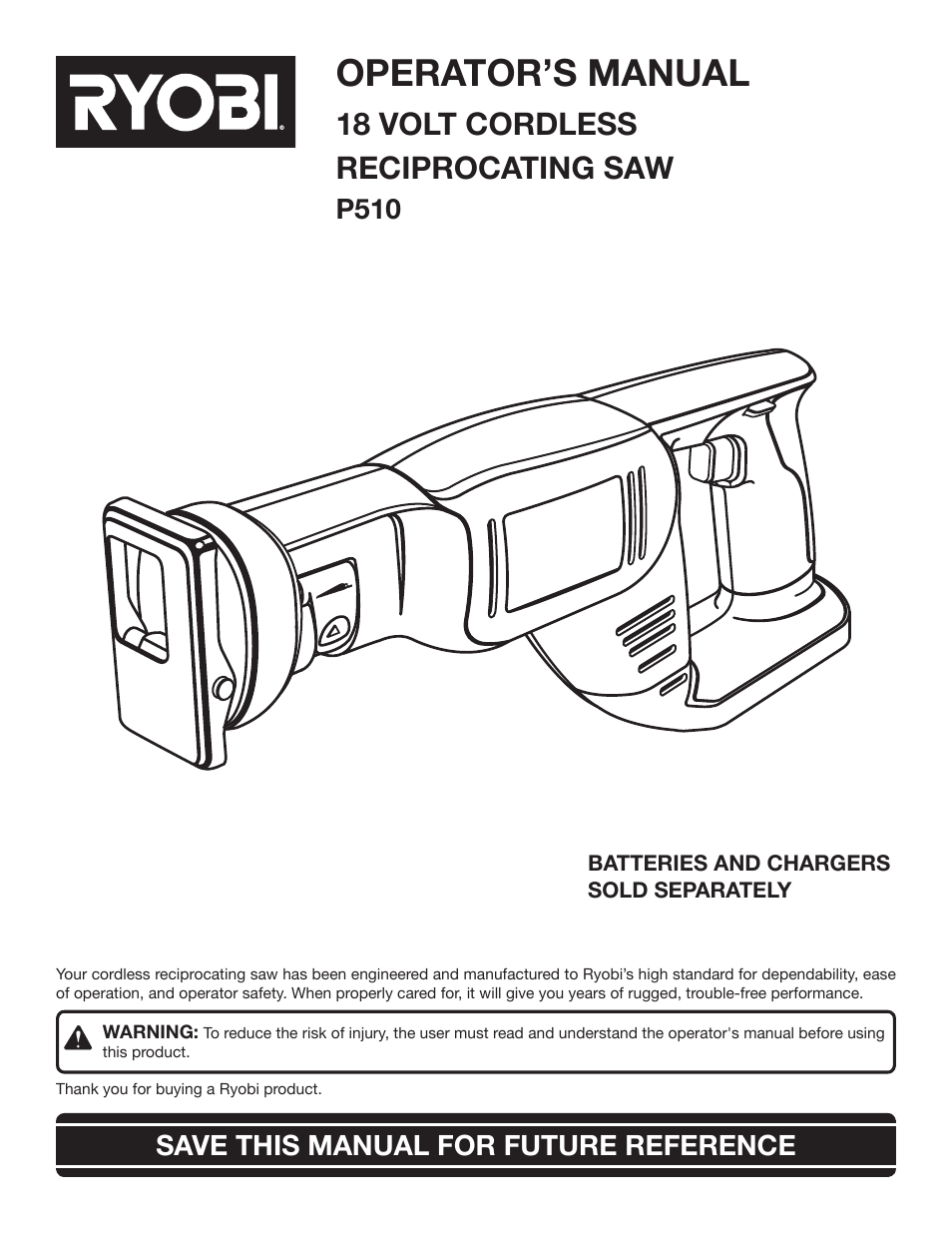 Ryobi P510 User Manual | 16 pages