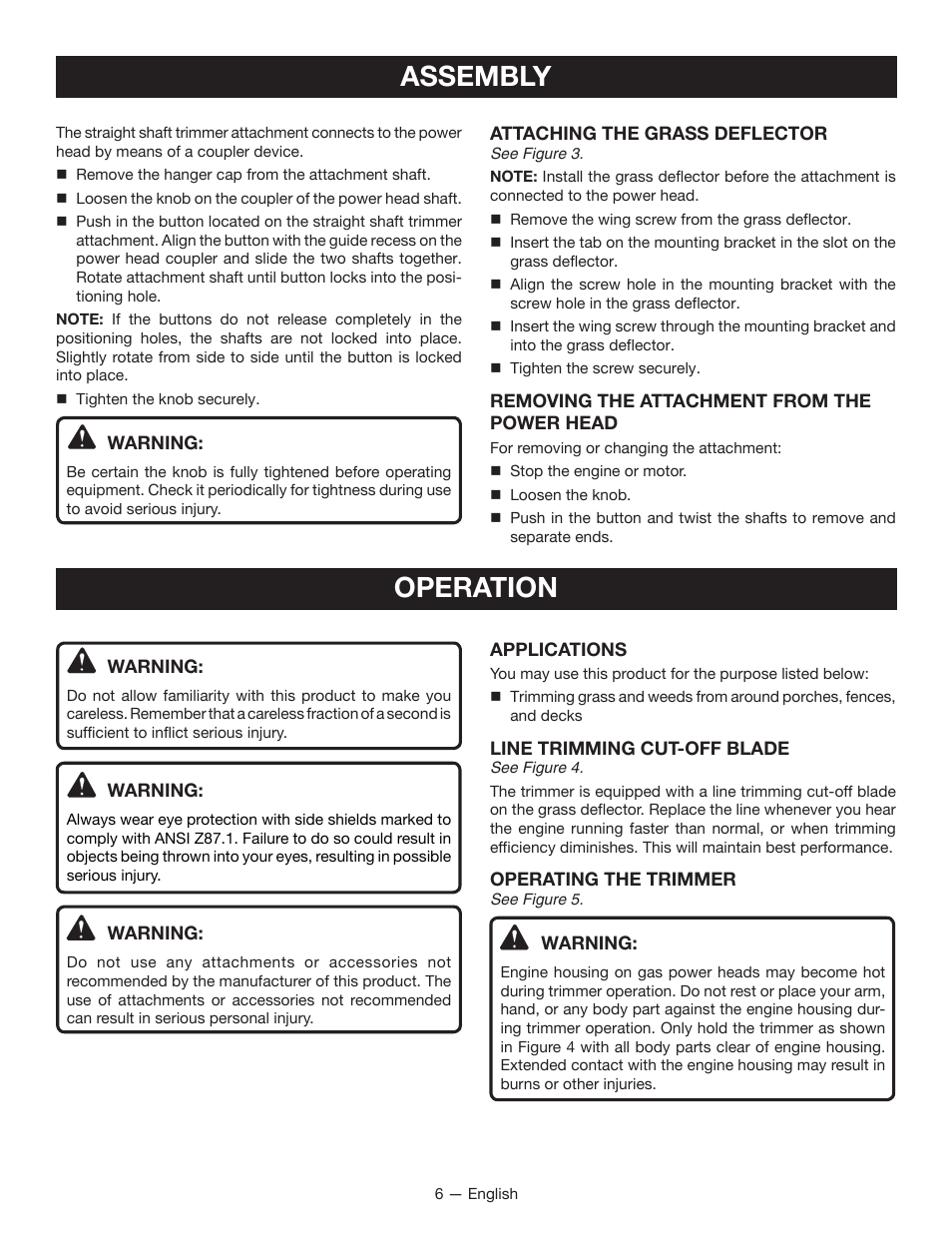 Assembly operation | Ryobi EXPAND-IT RY15523 User Manual | Page 8 / 34