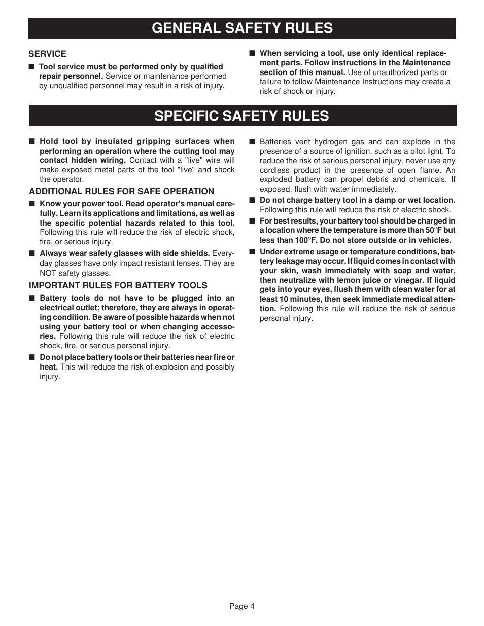 Specific safety rules, General safety rules | Ryobi HD1830 User Manual | Page 4 / 20