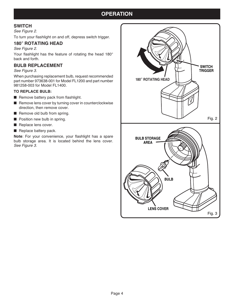 Operation | Ryobi FL1200 User Manual | Page 4 / 6