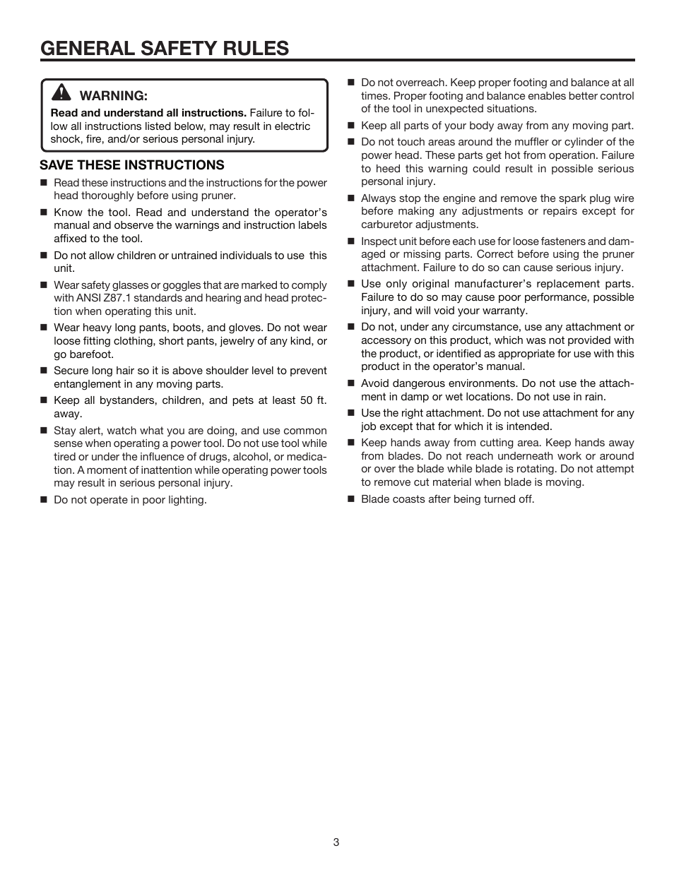 General safety rules | Ryobi Expand-it UT15520C User Manual | Page 3 / 20