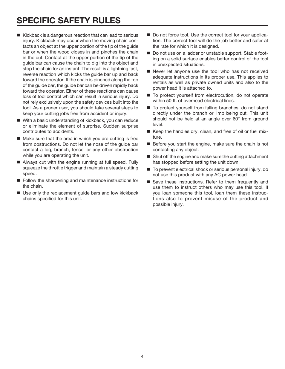 Specific safety rules | Ryobi Expand-it UT15520C User Manual | Page 4 / 20