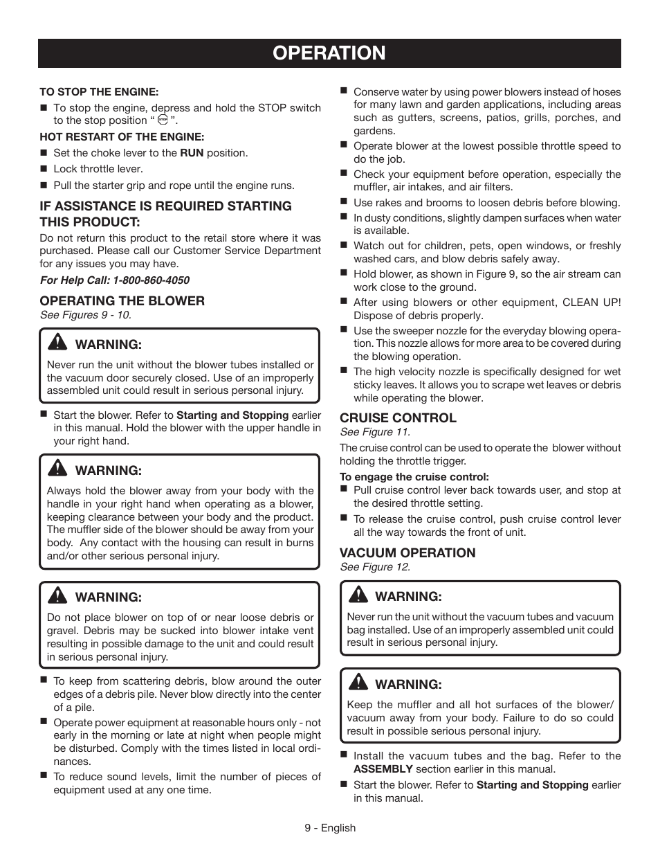 Operation | Ryobi RY09051 User Manual | Page 11 / 42