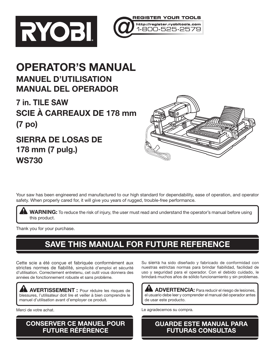 Ryobi WS730 User Manual | 56 pages