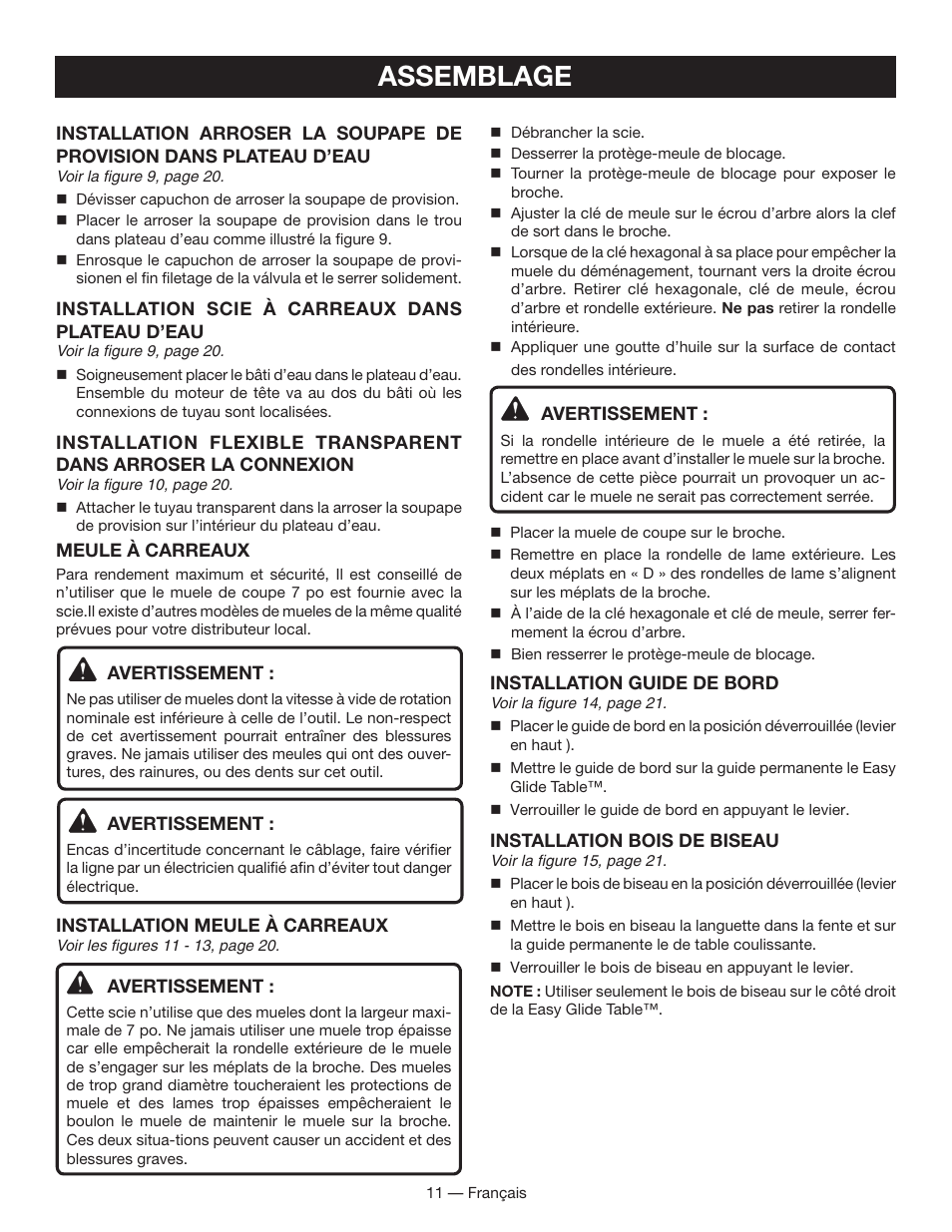 Assemblage | Ryobi WS730 User Manual | Page 26 / 56