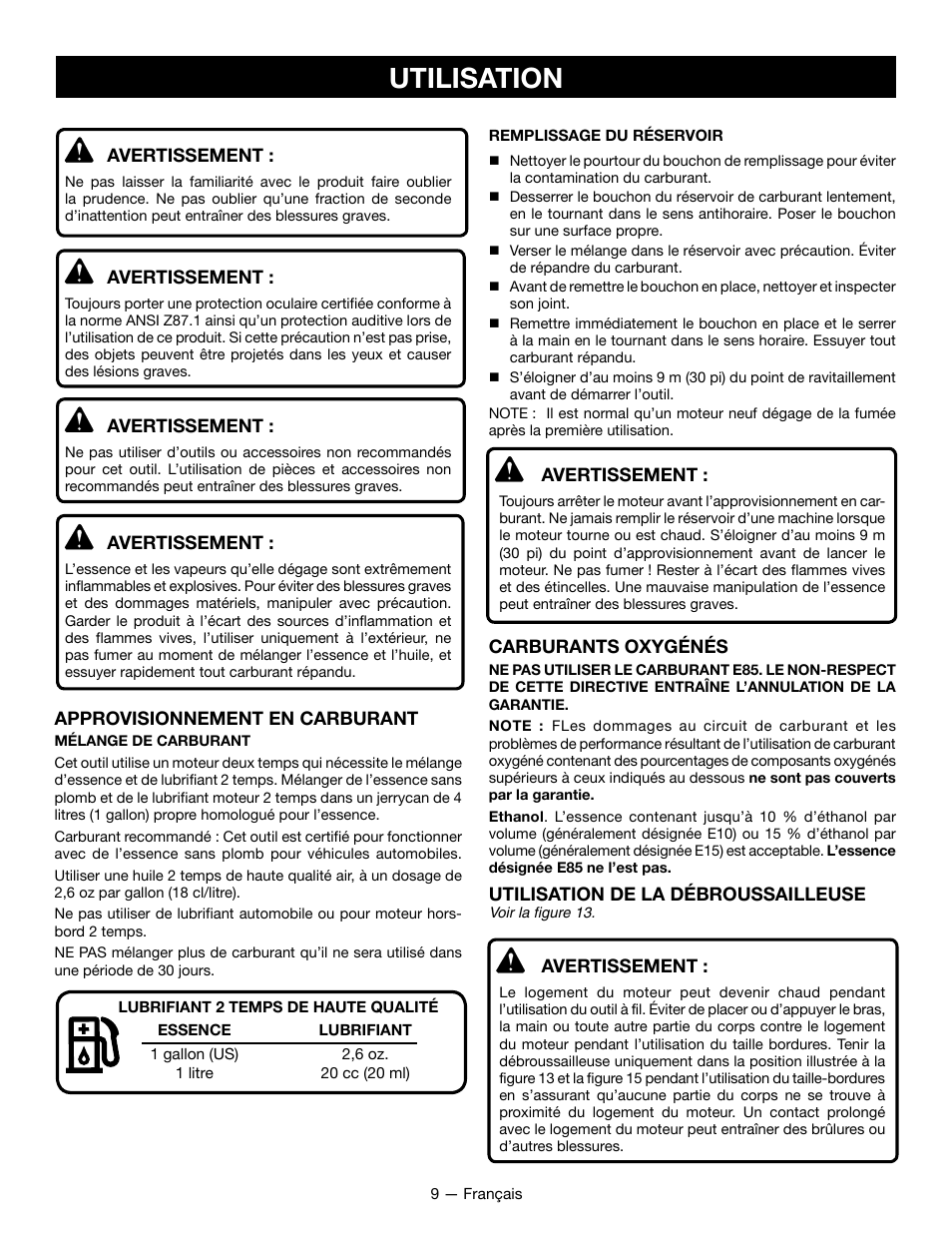 Utilisation | Ryobi RY28060 User Manual | Page 28 / 52