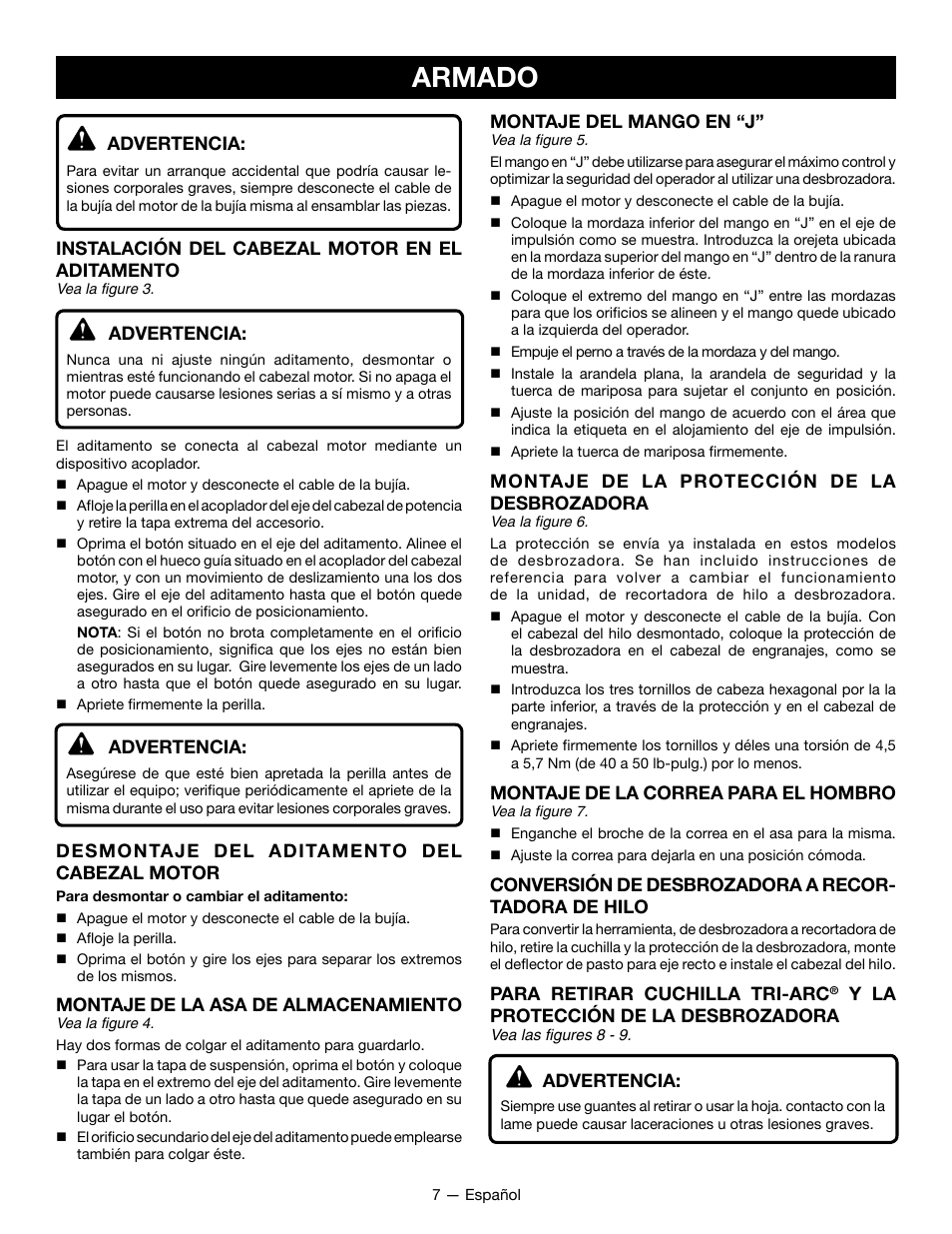 Armado | Ryobi RY28060 User Manual | Page 41 / 52