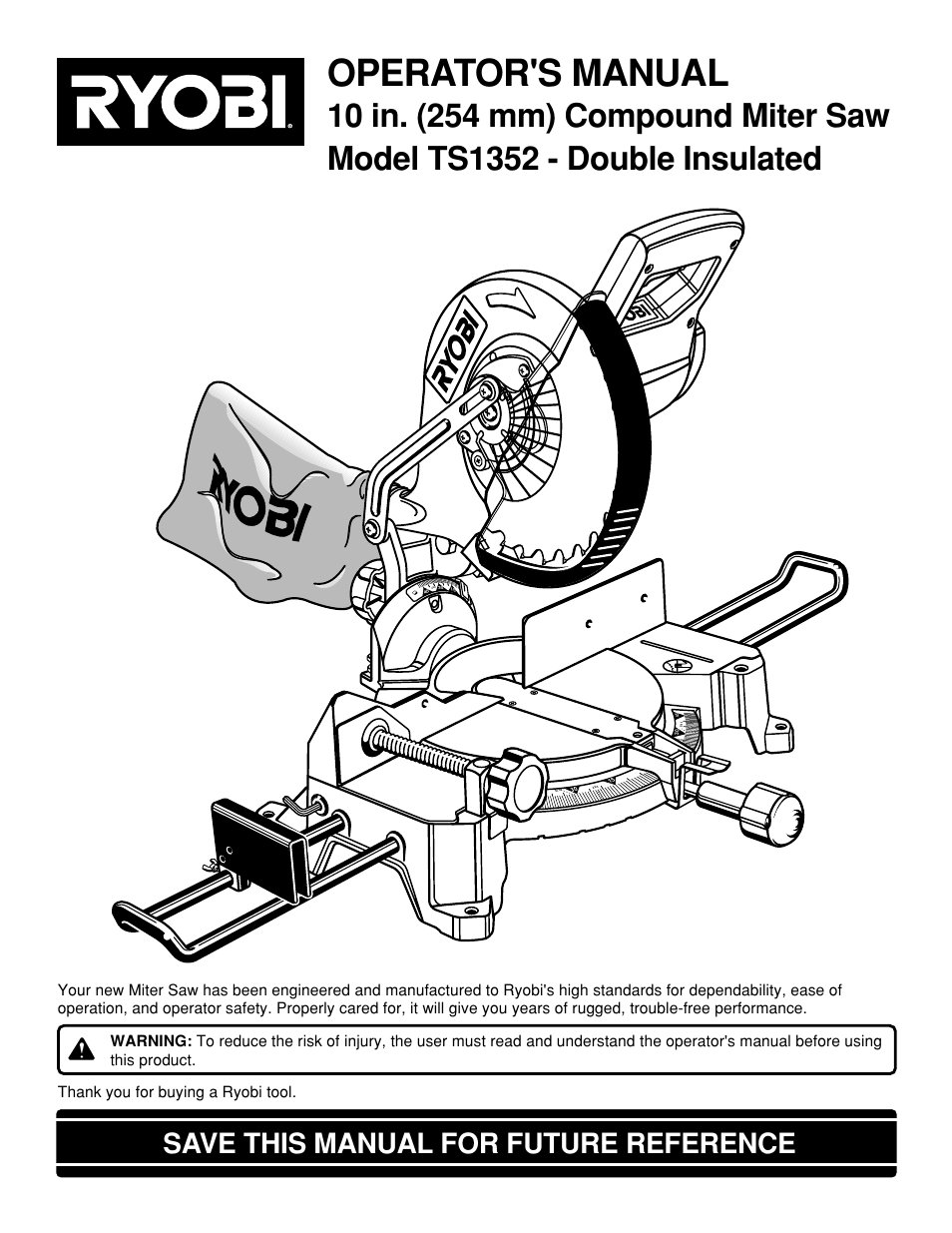 Ryobi TS1352 User Manual | 30 pages