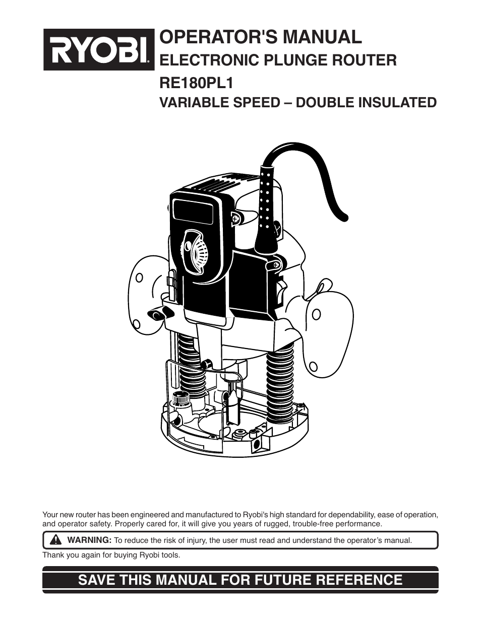 Ryobi RE180PL1 User Manual | 24 pages