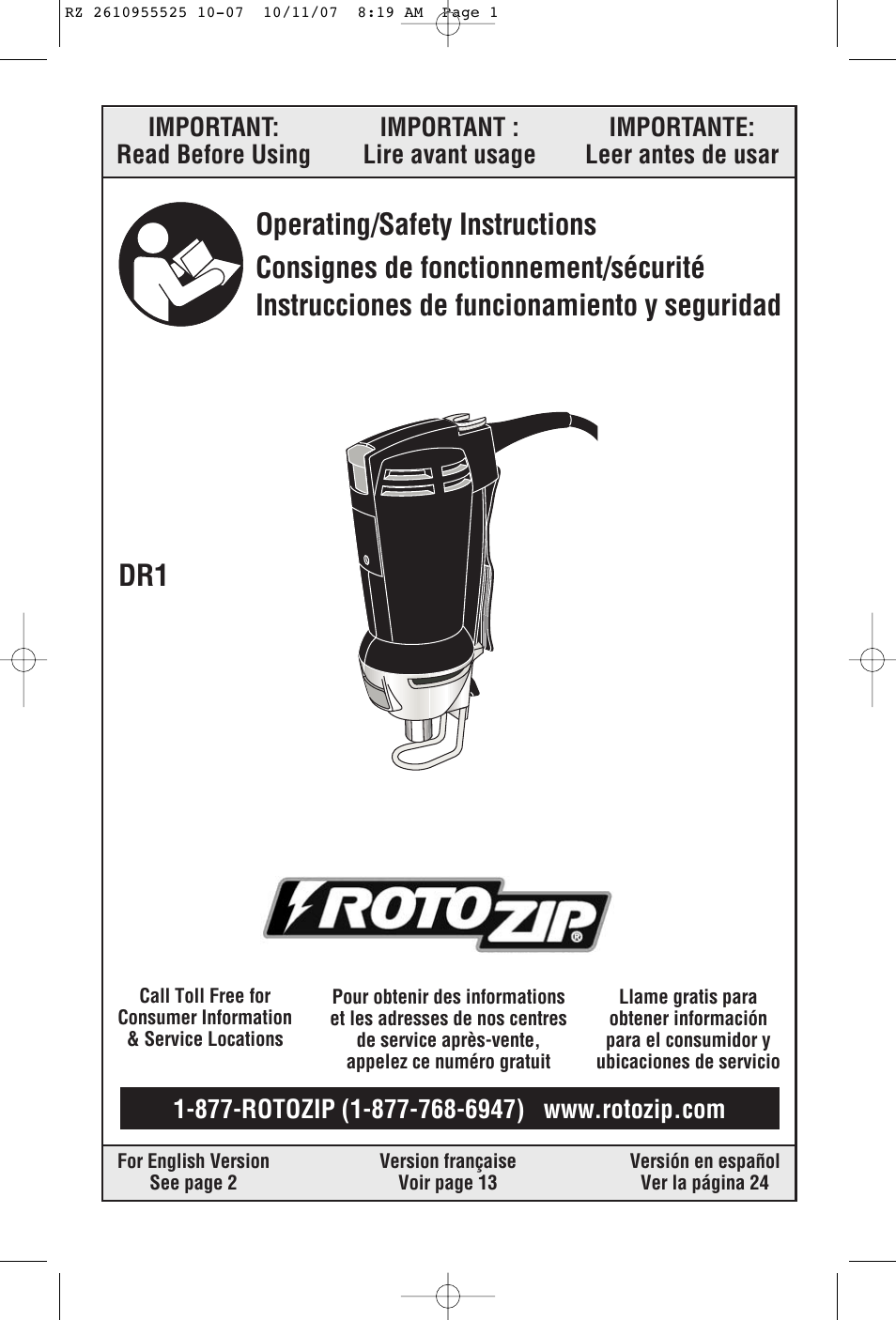 RotoZip DR1 User Manual | 36 pages