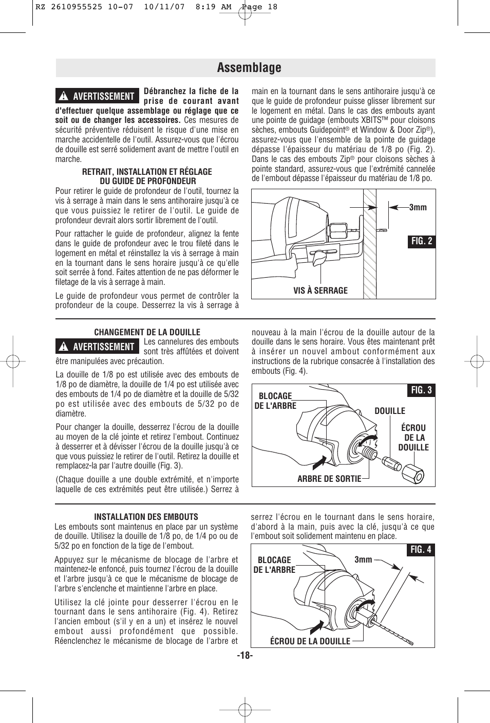 Assemblage | RotoZip DR1 User Manual | Page 18 / 36