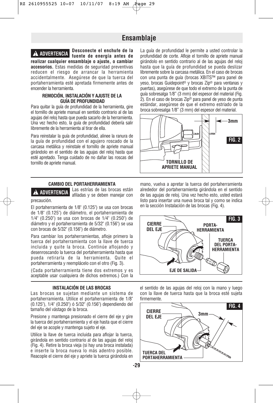 Ensamblaje | RotoZip DR1 User Manual | Page 29 / 36