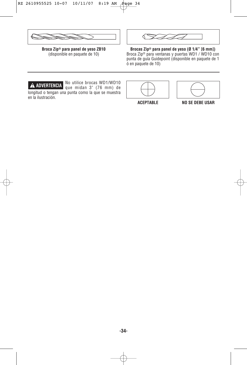 RotoZip DR1 User Manual | Page 34 / 36