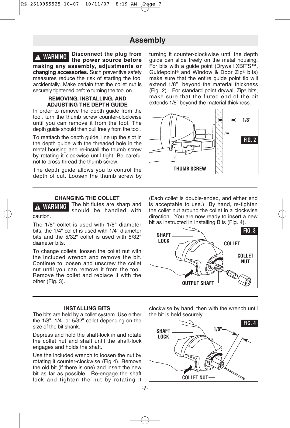 Assembly | RotoZip DR1 User Manual | Page 7 / 36