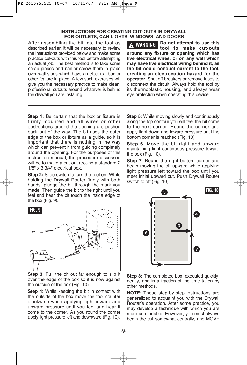 RotoZip DR1 User Manual | Page 9 / 36