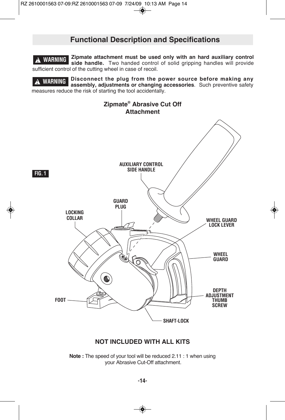 Functional description and specifications | RotoZip ROTO ZIP RZ2000 User Manual | Page 14 / 68